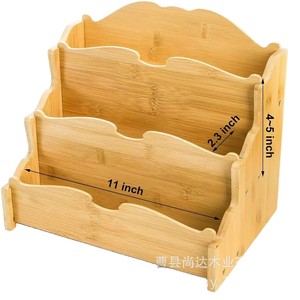 Cross-border wooden greeting card display rack, multi-functional sticker display rack, retail rack, wooden <b>desktop</b> book <b>shelf</b> - Product Image 2