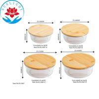 Boîte à lunch ronde en verre micro-ondable en usine et bol en pyrex avec couvercle pour la maison et les plats à emporter
