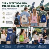 Sac à dos en toile à cordon de serrage personnalisé avec logo pour cadeau de membre de marque premium, idéal pour les trajets quotidiens