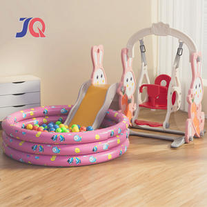 Tobogán y Columpio para Niños Pequeños, Tobogán Infantil con Aro de Baloncesto, Piscina de Pelotas, Parque Infantil Interior y Exterior para Niños Pequeños - Product Image 1
