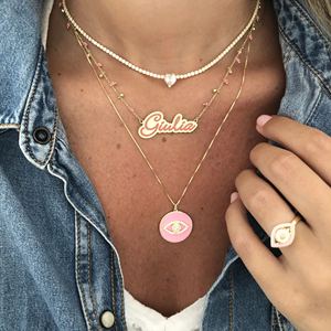 2023 regalo di san valentino sottile catena da <span class=keywords><strong>tennis</strong></span> <span class=keywords><strong>cuore</strong></span> rosso placcato oro ragazza <span class=keywords><strong>collana</strong></span> da donna - Product Image 2