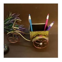 Support de stylos et organisateur de bureau décoratif en métal moderne et écologique, style chariot à 3 roues indien, pour la maison, le bureau et le salon