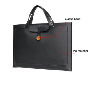 Tas lengan Laptop 14 inci kulit pu tahan lama untuk casing macbook 10 12 13 tas penutup tablet penutup notebook 15 inci hitam