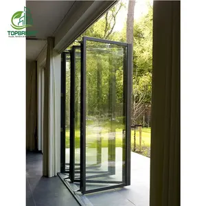 Topbright-puerta plegable con aislamiento para exteriores, puerta plegable de vidrio comercial, puerta de aluminio, pantalla s