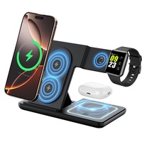 Nouveau chargeur sans fil 3-en-1 pliable Amazon pour téléphone, écouteurs et montre connectée, compatible avec les appareils modèle D27