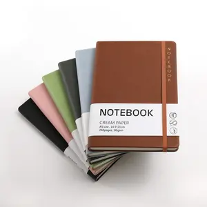 Cahier-Agenda con estampado de logotipo personalizado, planificador A5, tapa dura, cuero vegano, cuadrícula de puntos