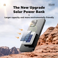 Mini batterie externe solaire 10000mAh avec lumière LED, portable, 4 câbles intégrés, double sortie USB, charge sans fil 10W, charge rapide
