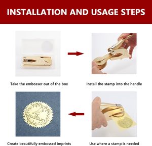 Timbre à embosser personnalisé avec logo - Sceau en acier portable à main pour l'artisanat, les mariages, les cadeaux d'entreprise et l'embossage de livres de bibliothèque - Product Image 5