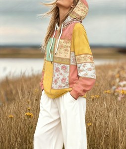 เสื้อฮู้ดผู้หญิงสไตล์โบฮีเมียนวินเทจ พิมพ์ลายเรขาคณิตดิจิทัล แบบสวมหัว มีฮู้ด ลำลอง แต่งสีบล็อก ตัดต่อผ้า มีซับใน สำหรับฤดูหนาวและฤดูใบไม้ร่วง - Product Image 4