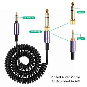 Pour SONY prise 3.5mm avec câble adaptateur 6.5mm WH-1000XM3 XM2 XM4 <span class=keywords><strong>H900N</strong></span> H800 4 pieds étendu à 14 pieds câble Audio enroulé - Product Image 2