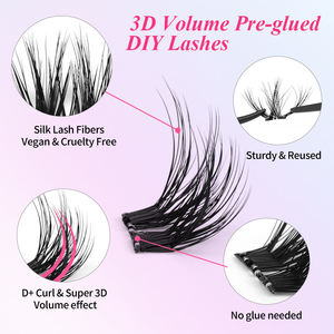 Pestañas Pre-Encoladas con Base Pre-Adherida, Duración de 7-14 Días, <span class=keywords><strong>XXL</strong></span>, Pestañas Coreanas de PBT Pre-Encoladas en Racimo - Product Image 6