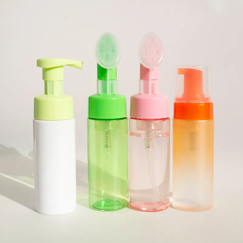 green pink foam bottle 60ml and 200ml soap foaming bottle mousse facial clean pet bottle foam soap