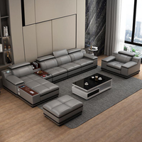 Canapé Modulable d'Angle en Cuir, Design Nouveau, Grand Ensemble Moderne pour Salon