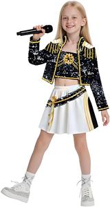 <span class=keywords><strong>K</strong></span>-pop Hunters Girl Group Halloween Demon <span class=keywords><strong>costumi</strong></span> Pop cantante cappotto ricamato Top Shorts Costume da ballo Set di abiti da scena - Product Image 4