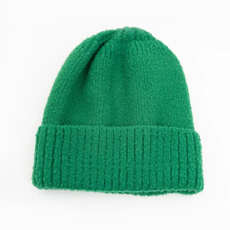 Topi rajut wol wanita, tudung kepala Beanie rajutan nyaman gaya warna polos musim dingin luar ruangan