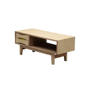 New Design Popular Design Small Size Original Wood Color TV Stand With Solid Wood Legs For Living Room