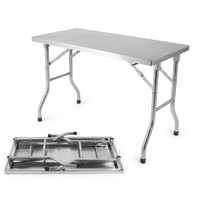 Mesa de Trabajo Plegable de Acero Inoxidable, Resistente, 500 lbs, 0.8mm, Portátil, Patas Plegables Rápidas, Ahorra Espacio, para Restaurante