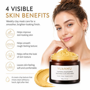 Mascarilla Facial Vegana <span class=keywords><strong>de</strong></span> Cúrcuma y Niacinamida para un Tono <span class=keywords><strong>de</strong></span> Piel Uniforme, Mascarilla <span class=keywords><strong>de</strong></span> Arcilla Iluminadora para Manchas Oscuras - Product Image 4