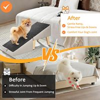 Beliebte Holz-Haustiertreppen für Kleine Hunde und Katzen mit Rutschfester Matte & Seitentaschen 2-in-1 Faltbare Hunderampe für Sofa und Bett