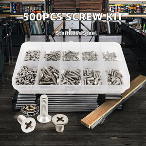 500 tornillos de cabeza hexagonal plana de acero inoxidable, pequeños, ovalados, autorroscantes, kit surtido, tamaño de rosca M3.5, 9 tamaños, multiusos, métricos - Product Image 2