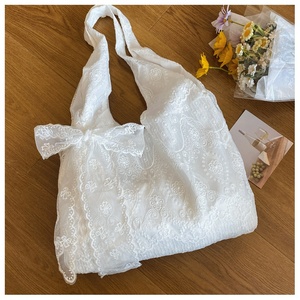<b>Large</b> Capacity Shopping Shoulder <b>Bag</b> <b>for</b> Daily Commute Casual <b>Travel</b> Wholesale Women's Lace Embroidered <b>Tote</b> <b>Bag</b> With Bow Knot - Product Image 1