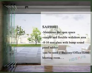 Kính không khung gấp cửa trượt nội thất 10mm Độ dày accordion toàn cảnh trượt gấp phân vùng pergola cửa kính - Product Image 3