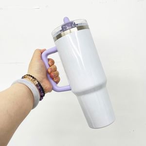 White Blank Sublimation Vacuum Insulated Glowing in Dark Halloween 40oz Flip <b>Straw</b> Tumblers with Handle - Product Image 4