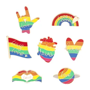 Customized Cheap Metal Colorful Wholesale Rainbow Love LGBTQ+ Lapel Pin enamel Badge
