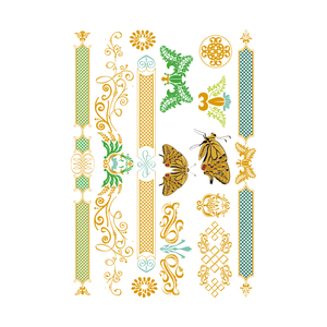 Tatuaje Temporal Metálico Dorado con Diseño de Mariposa y Flor para Arte Corporal, Venta al Por Mayor - Product Image 4