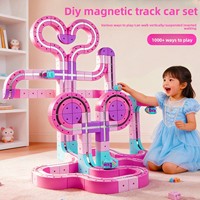 Circuit de Voiture Anti-Gravité DIY en Blocs de Construction Plastiques Magic Cube, Jouet Train Électrique Haute Vitesse pour Fille