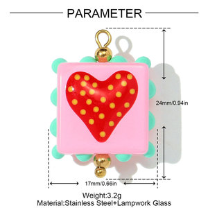 حلي زجاجية مصنوعة يدويًا على شكل قلب وزهرة الأقحوان ومربع لإكسسوارات المفاتيح والهواتف وسلاسل الحقائب - Product Image 6