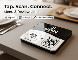 Tarjeta NFC con Chip 213 y Código <span class=keywords><strong>QR</strong></span>, Menú Inteligente con Soporte de Mesa, Activación por Toque, Personalizable con el Logotipo de Google, Tarjeta de Reseña para Restaurantes, Hoteles y Membresías - Product Image 1