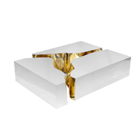 Table basse créative de luxe et haut de gamme en acier inoxydable pour salons de villa et petits appartements au design