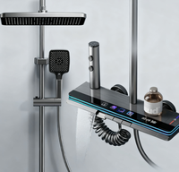 Ensemble de douche de luxe moderne en acier inoxydable avec affichage numérique LED, contrôle thermostatique, jet pluie, brume et cascade