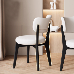 Silla de Comedor Nórdica Crema Retro Wabi-Sabi de Madera Maciza con Cojín de Tela, Disponible <span class=keywords><strong>en</strong></span> Varios Colores para Hogar, Cafetería, Restaurante L097 - Product Image 5