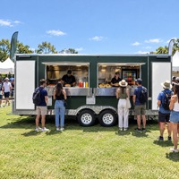 Remorque alimentaire carrée avec auvent de service escamotable, friteuse et évier pour stand de concession de fête foraine