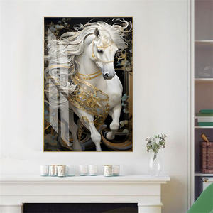 Personnalisé <span class=keywords><strong>Pas</strong></span> <span class=keywords><strong>Cher</strong></span> Grande Taille Cheval Blanc Cristal Porcelaine Peinture Mur Art Décor avec <span class=keywords><strong>Cadre</strong></span> pour La Maison Salon - Product Image 5