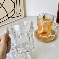 Verres à bière créatifs transparents de 16 oz (400-499 ml) avec poignée pour thé aux fruits et jus