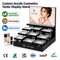 Présentoir de comptoir à maquillage en acrylique personnalisé à plusieurs niveaux pour testeurs de cosmétiques avec logo OEM ODM