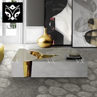 Table basse moderne haut de gamme en métal pour salon, table centrale combinée