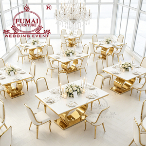 โต๊ะยาวขาสแตนเลสสีทองหรูหราเฟอร์นิเจอร์สำหรับงานแต่งงาน - Product Image 6