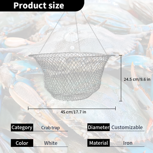 Filet de pêche pliable portable en acier inoxydable pour crabe homard et piège à écrevisses - Product Image 5