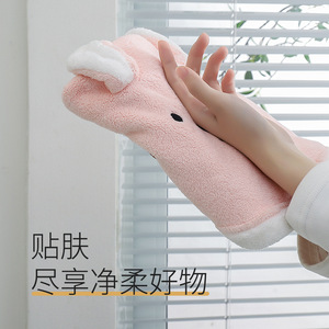 Coral Fleece <b>Hand</b> <b>Towel</b> Cartoon Design Soft Absorbent <b>Kitchen</b> Bathroom Use - Product Image 4