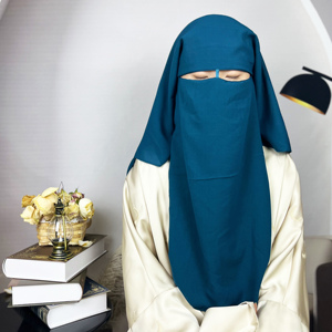 Voiles de <span class=keywords><strong>mode</strong></span> de haute qualité en chiffon à deux couches, couvre-visage complet musulman, Hijab Abaya Burqa avec cache-nez, Niqab islamique - Product Image 6