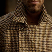Manteau en laine marron à carreaux pour homme, coupe décontractée, taille ajustée, style business décontracté, excellent tombé pour la saison hivernale