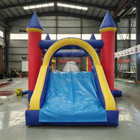 Château gonflable commercial avec toboggan et aire de jeux combinée en PVC, facile à installer, idéal pour les fêtes d'anniversaire et la location événementielle