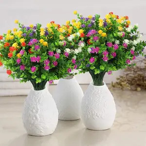 Artificial Plastic Greenery Shrubs UV Resistant Plants Eucalyptus Lotus Flowers Indoor Outdoor Home Garden Decor