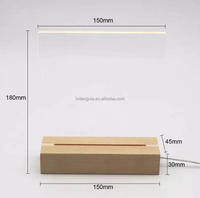 Tableau mémo acrylique LED 3D DIY acrylique vierge avec base en bois rectangulaire lampe veilleuse Base en bois avec stylo effaçable