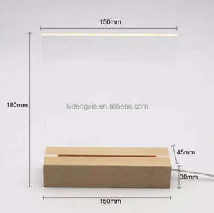 แผ่นบันทึกข้อความอะคริลิคสำหรับเขียน3D แบบทำมือพร้อมฐานไม้สี่เหลี่ยมผืนผ้าโคมไฟกลางคืนฐานไม้พร้อมปากกาลบได้ - Product Image 2