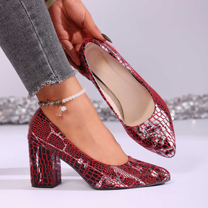 Zapatos de Tacón Alto con Estampado de Serpiente para Mujer, Sandalias de Tacón Alto, Diseño Clásico, Cómodas, Cierre Deslizante, Tendencia de Moda Primavera Verano - Product Image 1